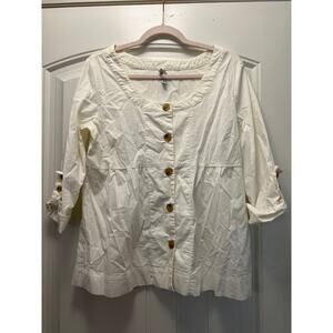Old Navy Women’s‎ Fashion Button Down Boat Neck Blouse Casual Top Size L White